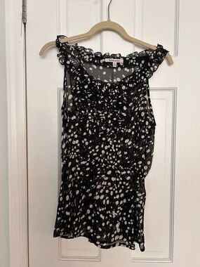 Quintessential Black and White Polka Dot Ruffle Blouse